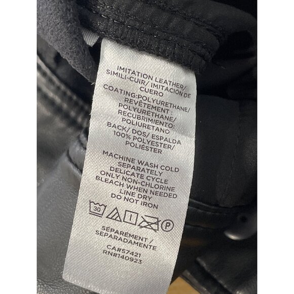 Loft Faux Leather Pants Size 10 Flat Front Straight Leg Soli Black Polyurethane - Picture 4 of 6